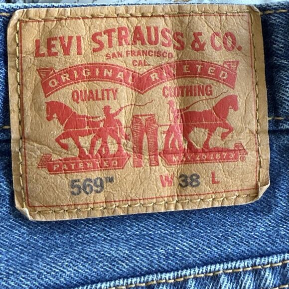 Levis 569 Shorts Men 38x11 Jean Cutoff Loose Straight Jorts Cotton Denim - Picture 8 of 10